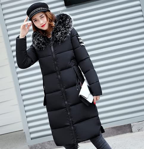 Jaqueta feminina de plumas acolchoada Parca, casaco longo de inverno com bolhas, capuz de pele sinté