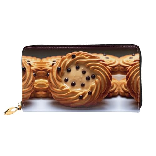 Portefeuille en cuir biscuit femme long porte-monnaie pochette fine