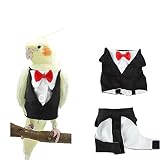 Pet Small Animal Clothes Parakeet Mini Macaw Canary Parrot Flight Suit Tuxedo Business Suit Party Birthday Cosplay Photo Props (M)