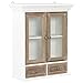 Produktbild vidaXL Massivholz Wandschrank Hängeschrank mit 2 Türen 2 Schubladen Badschrank Badezimmerschrank Küchenschrank Schrank Vitrine Braun Weiß 49x22x59 cm Glas