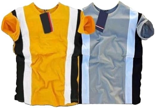 Combo Pack Half Sleeve Round Neck Nylon Fabric Smart Casual T Shirt Men Daily Use