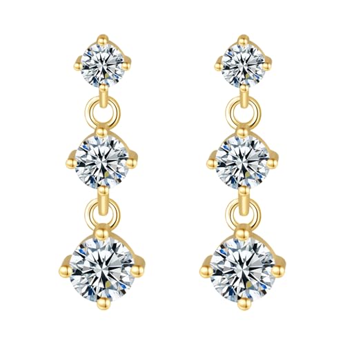 Boucles d'oreilles moissanite femme argent S925 plaqué or 1.8ct