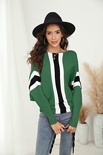 Image of FULIER Women Oversized Boat Neck Batwing Sleeves Dolman Knitted Sweaters Lightweight Pullovers Tops One Size
