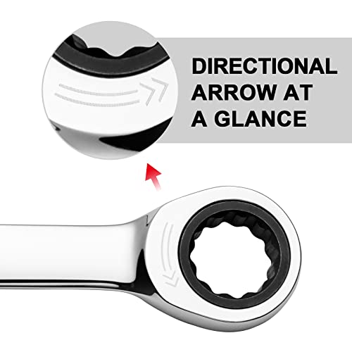 Jetech 3/4 Inch Ratcheting Combination Wrench, Industrial Grade Gear Spanner With 12-Point Design, 72-Tooth Ratchet, Made With Forged And Heat-Treated Cr-V Steel In Chrome Plating, Sae #TOP3