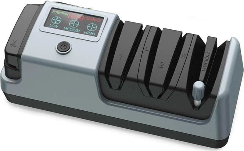Miniatura 8 de Afilador de cuchillos eléctrico profesional de 3 etapas con varilla, 100% abrasivos de diamante, 3 velocidades de rotación ajustables con pantalla