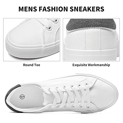 FRACORA Mens White Tennis Shoes Canvas Sneakers for Men(White, US8) by FRACORA - Used condition - Image 5