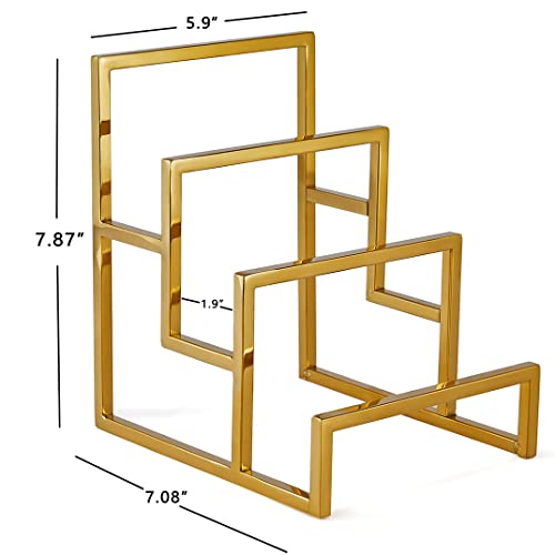 K KAIDIYIN Polished Gold 3-Layer Wallet Display Rack Metal Clutch Holder Retail Store Wallet Display Rack Show Wallet Rack