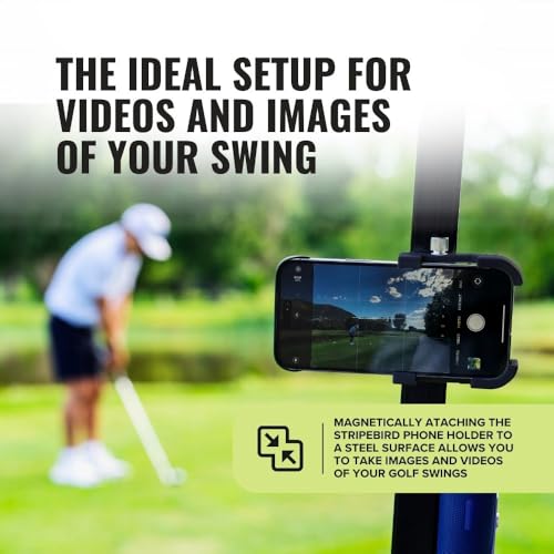 image for Stripebird - Magnetic Golf Cart Phone Holder (Black) - US Patented, Ne