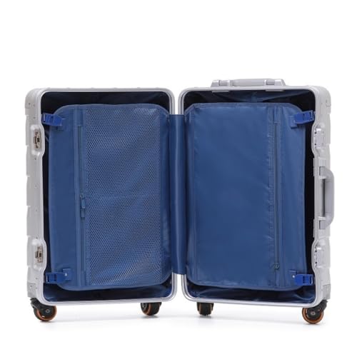 Suitcase Aluminum Magnesium Alloy Trolley Case Universal Wheel Aluminum Frame Men's And Women's Business Suitcase Suitcase Tags(Silver)3
