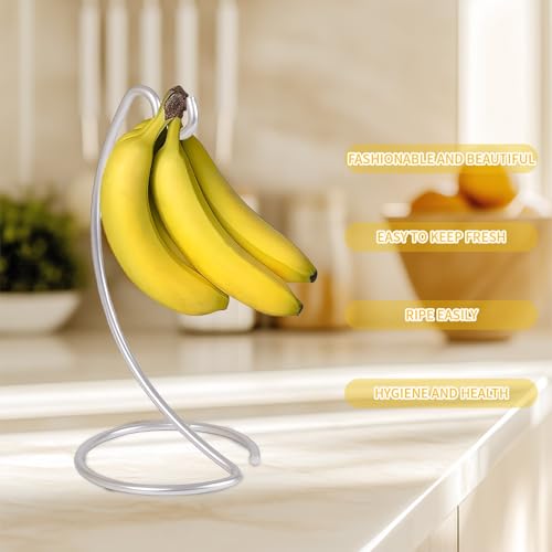DYUEE Banana Holder Stand - Modern Banana Hanger Hook, Metal Banana Hanger Tree Stand Hook for Kitchen Countertop to Keep Bananas Fresh for 15LB(Silver) - Image 6