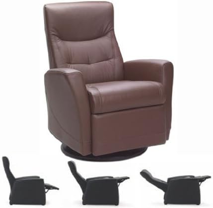 Fjords Oslo Swing Relaxer Recliner Norwegian Ergonomic Scandinavian Lounge Reclining Chair Furniture Nordic Line Black Genuine Leather by Hjellegjerde