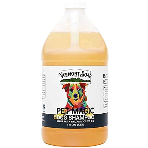 VERMONT SOAP Organics Pet Shampoo - Infused with Organic & Natural Olive Oil, Coconut & Aloe Vera Dog Shampoo for Sensitive Skin - USDA Certified Grooming Pet Shampoo - Original Citrus (64oz)