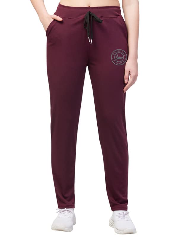 Image of BLUECON Women's Plain Solid Regular Fit Straight Leg Open Bottom Polyester Track Pant /Plazo Pant with Brand Logo