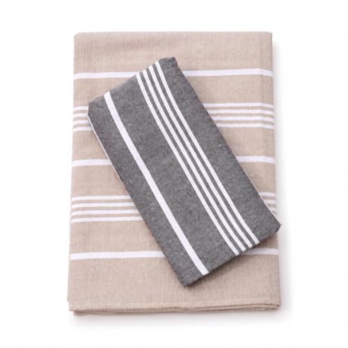 Image of COMFORT WEAVE Cotton Bath Towels 250 GSM Multicolor (Beige, Dark Grey, Pack of 2)