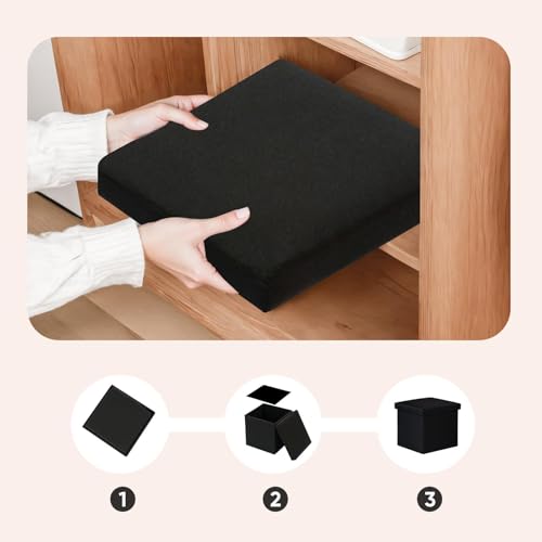 Pouf Rangement Pliable 30 cm Tissu Lin 120 kg Qiaoli