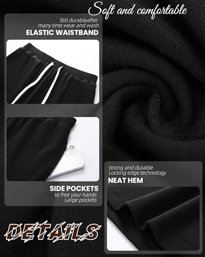 Ficerd 3 Pack Big and Tall Men's Sweat Shorts 9'' Plus Size Bermuda Drawstring Elastic Waist Shorts with 3 Pocket3