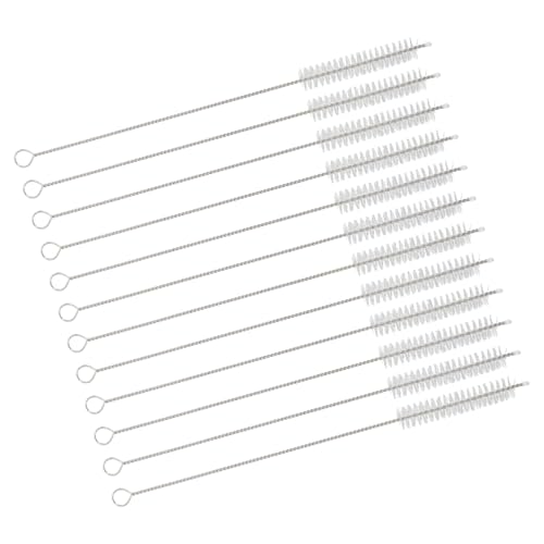 TIDTALEO 12pcs Brush 200mm Bottle Cleaner Brush Stainless Steel Straw Cleaner Soft Hair for No Scratch Cleaning