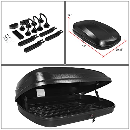 Image of DNA Motoring Universal Heavy Duty Roof Storage Box Rooftop Cargo Carrier Luggage Case w /Keys,12.7 cu. ft. / 360L, PT-ZTL-8293-BK