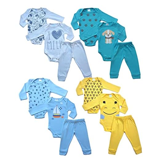 4 Kits Body Menino ou Menina com 12 Peças INVERNO (M, Masculino)