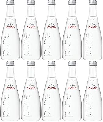 Evian Natural Spring Water, 11.2oz Glass Bottle (Pack of 10, Total of 112 Oz)