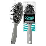 CONAIR Men Hair Brush, Men’s Detangler Brush for Everyday Brushing and All Hair Types, Flexible Cushion Base with Ball-Tipped Bristles Won’t Snag or Pull, Slate Gray