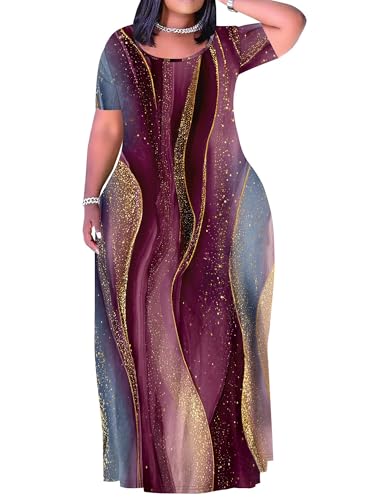 Image of Plus Size Maxi Dresses for Curvy Women T-Shirt Summer Sun Dresses Loose Fit