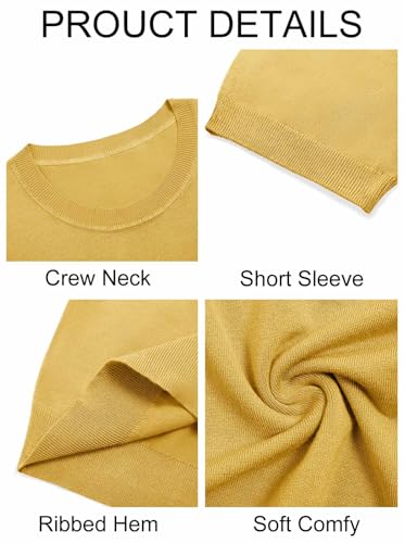 Image of Imily Bela Womens Summer Short Sleeve Sweater Dressy Casual Crew Neck Knit Tops Fashion Pullover Shirts