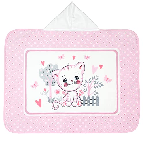 Image of Softerry Baby and Toddler Hooded Towel 28in x 35in - 100% Soft Cotton - Ultra Absorbent Terry and Velour for Bath or Beach (Little Kitty, One Towel)