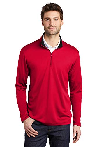 Port Authority Men's Silk-Touch Performance Quarter-Zip Pullover Red/Black