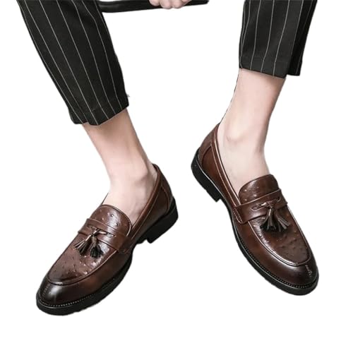 FMURY Mens Loafer Leather Big Size Slip On Men Dress Shoes Wedding Formal Shoes2