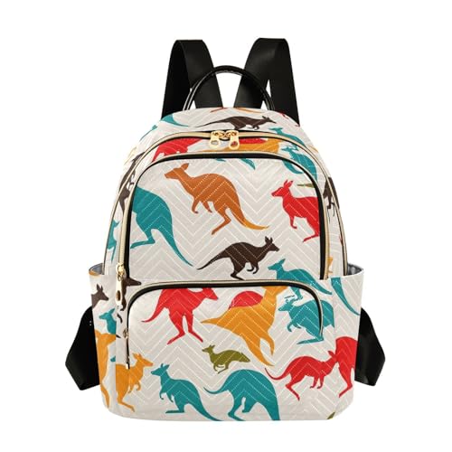 Mochila para mujer de 12.5 pulgadas con acabado detallado de silueta de canguro beige