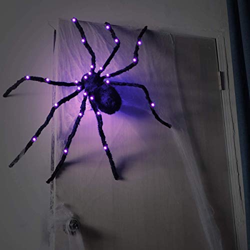 Sizonjoy Halloween Spider Decorations, Giant Light up Black Hairy...