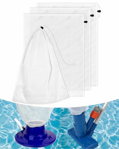 NOKOGMT - Pool Vacuum Bag Replacement 4PCS - 24x18in Fine Mesh Pool Vacuum Net Bag for Leaf & Debris - Nylon Pool Leaf Bag Filter with Drawstring - Pool Cleaner Debris Filter Bag Replacement