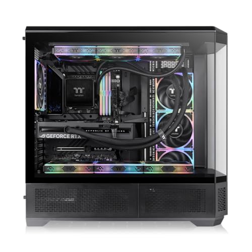 Image of Thermaltake View 600 TG; Full Tower; 420mm Radiator Support; 480mm GPU Clearance; Hidden Connector Support; Rotatable PCIe Slots; 220mm PSU Clearance; Black; CA-11H-00F1WN-00