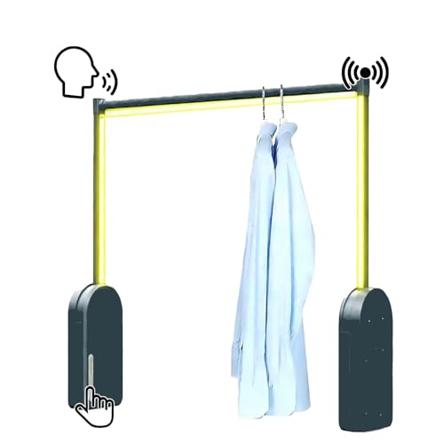 Jisano 47.2" Electric Lifting Closet Rod,66lb Load Capacity,Stainless Steel Customized 23.6-47.2in Width Wardrobe Lift Organizer for Hanging Clothes,Touch Switch Stop at Any Angle Clothes Lifting Rack