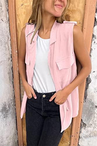 Bigeoosh Sleeveless Vests For Women Summer Open Front Vest Outwear Casual Wear #TOP2