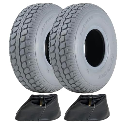 330 x 100 Grey Mobility Aid Tyre and Tube, Pneumatic Tyres, 400-5 - Set of 2