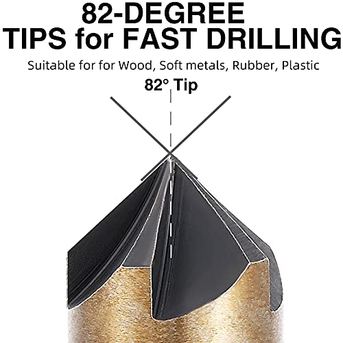 Aleric AMY-10 Countersink Drill Bit Set,High Speed Steel Counter Sinker Drill Bit 5Pcs 5 Flute 6Mm Hex Shank thumb #3