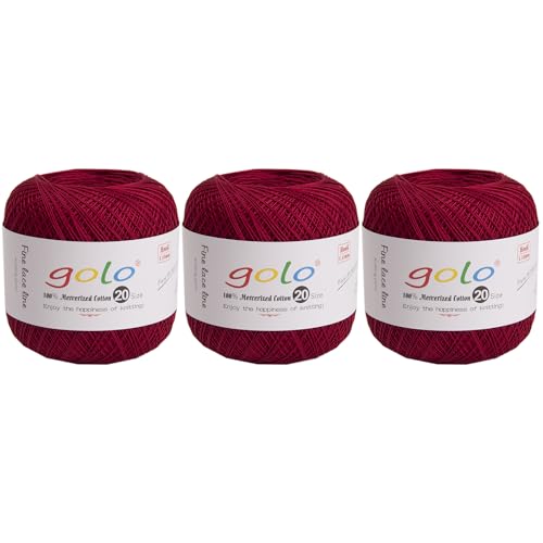 Image of golo 3 Balls Crochet Thread Size 20 Embroidery Thread Crochet Yarn for Hand 193