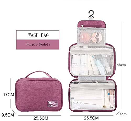 Image of Styleys Travel Cosmetic Bag for Men Women, Hanging Toiletry Bag, Makeup Pouch, Waterproof Makeup Cosmetic Bag Travel Organizer for Accessories, Shampoo (Purple - S11087)