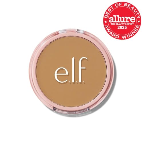 Image of e.l.f. Halo Glow Powder Filter, Pressed Finishing Powder, Buildable Coverage, Crease-Resistant, Blurs the Appearance of Pores, With Velour Puff and Mirror, Vegan & Cruelty-Free, Medium Warm