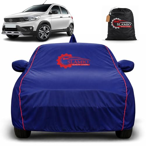 Image of Car Cover for Tata Tiago NRG 2018-2026 | 100% Waterproof Heavy-Duty 3-Layer Car Body Cover | All-Weather Rain, UV, Sun & Dust Protection | Custom Fit | Mirror & Antenna Pockets | Navy Blue
