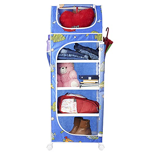Image of Little One's | 5 Plastic Shelves Baby Wardrobe /Toy Organizer | Jungle Blue | Tb5 /Ab, 133 Cm, 46 Cm, 31 Cm