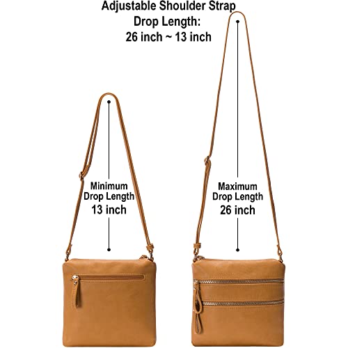 Image of Solene Small Multi Zipper Pocket Crossbody Bag with Adjustable Strap, Lightweight Travel Purse, Daily Small Messenger Pouch