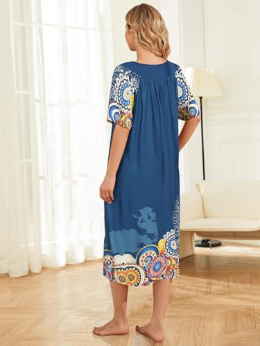 House Dresses for Women with Pockets Moo Moo Nightgown Short Sleeve Mumu Dress Lounge Dress S-3XL3