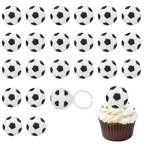 24 Uds 3D Anillos para Cupcakes de Fútbol, Adornos Para Tartas con Temática Deportiva Anillos Abiertos Fiestas Suministros Fiesta Fútbol for Cumpleaños Donas Magdalenas Decoración