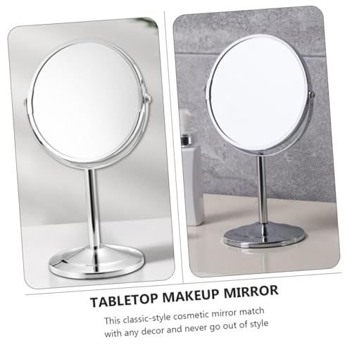 Miroir de maquillage double face PLAFOPE de table orientable argenté pour chambre