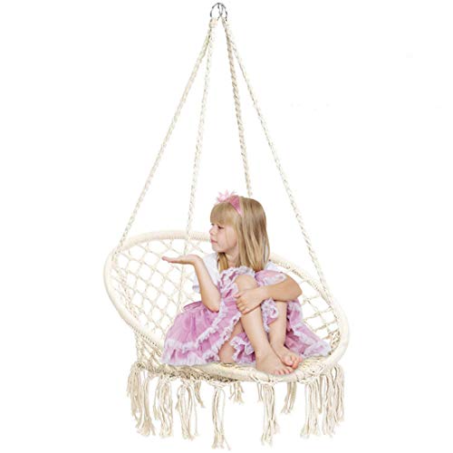 Mertonzo Hammock Swing Chair For 2-16 Years Old Kids,Handmade Knitted Macrame Hanging Swing Chair For Indoor,Bedroom,Yard,Garden- 230 Pound Capacity #TOP5