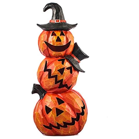 14inch Light Up Evil Pumpkin Scary Jack O'Stack Halloween Ornament Decoration for Outdoor Indoor Garden Party Festival Events Cover