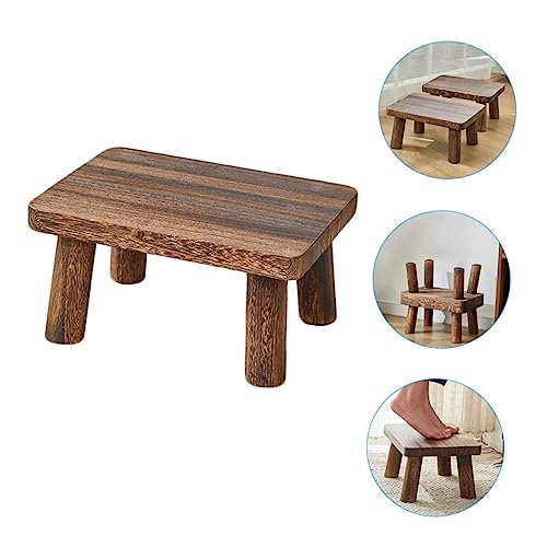 Taburete reposapiés rectangular pequeño de madera multiusos 6